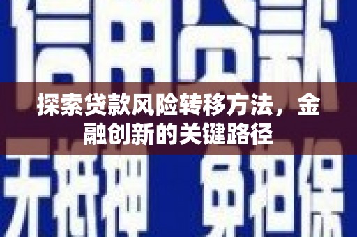 凯里探索贷款风险转移方法，金融创新的关键路径