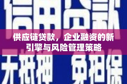 凯里供应链贷款，企业融资的新引擎与风险管理策略