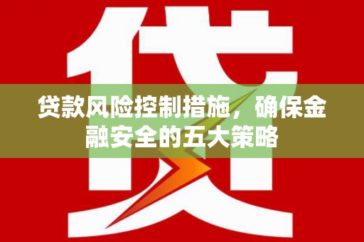 凯里贷款风险控制措施，确保金融安全的五大策略
