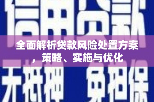 凯里全面解析贷款风险处置方案，策略、实施与优化