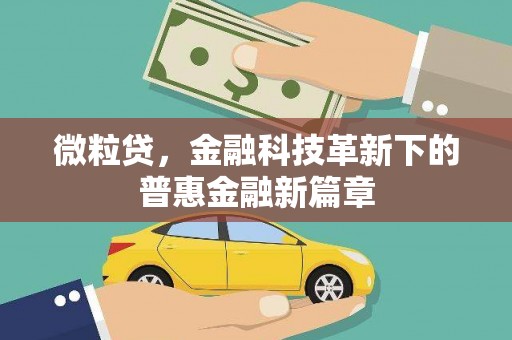 凯里微粒贷，金融科技革新下的普惠金融新篇章
